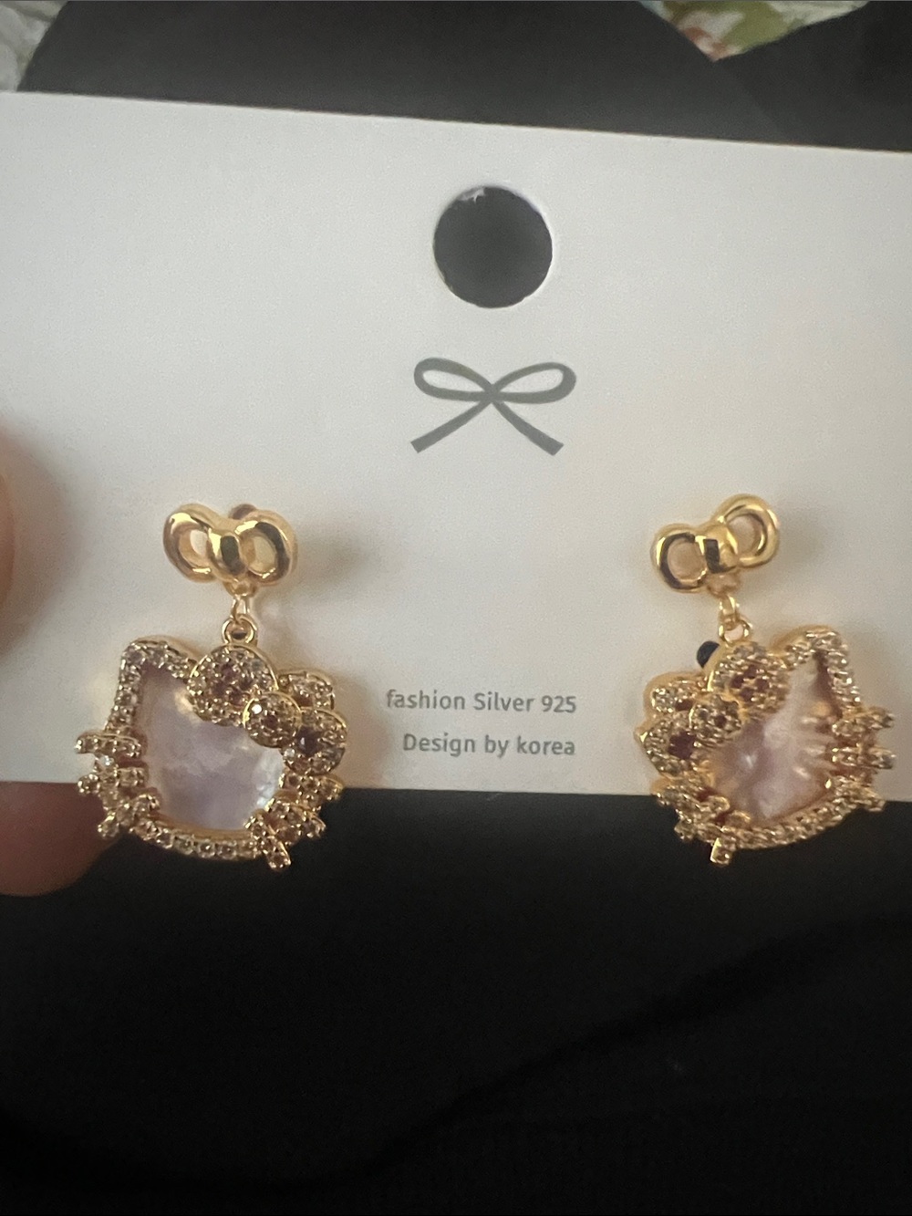 Hello Kitty Style Gold and Pink Drop Earrings - Unbranded